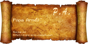 Popa Arnó névjegykártya